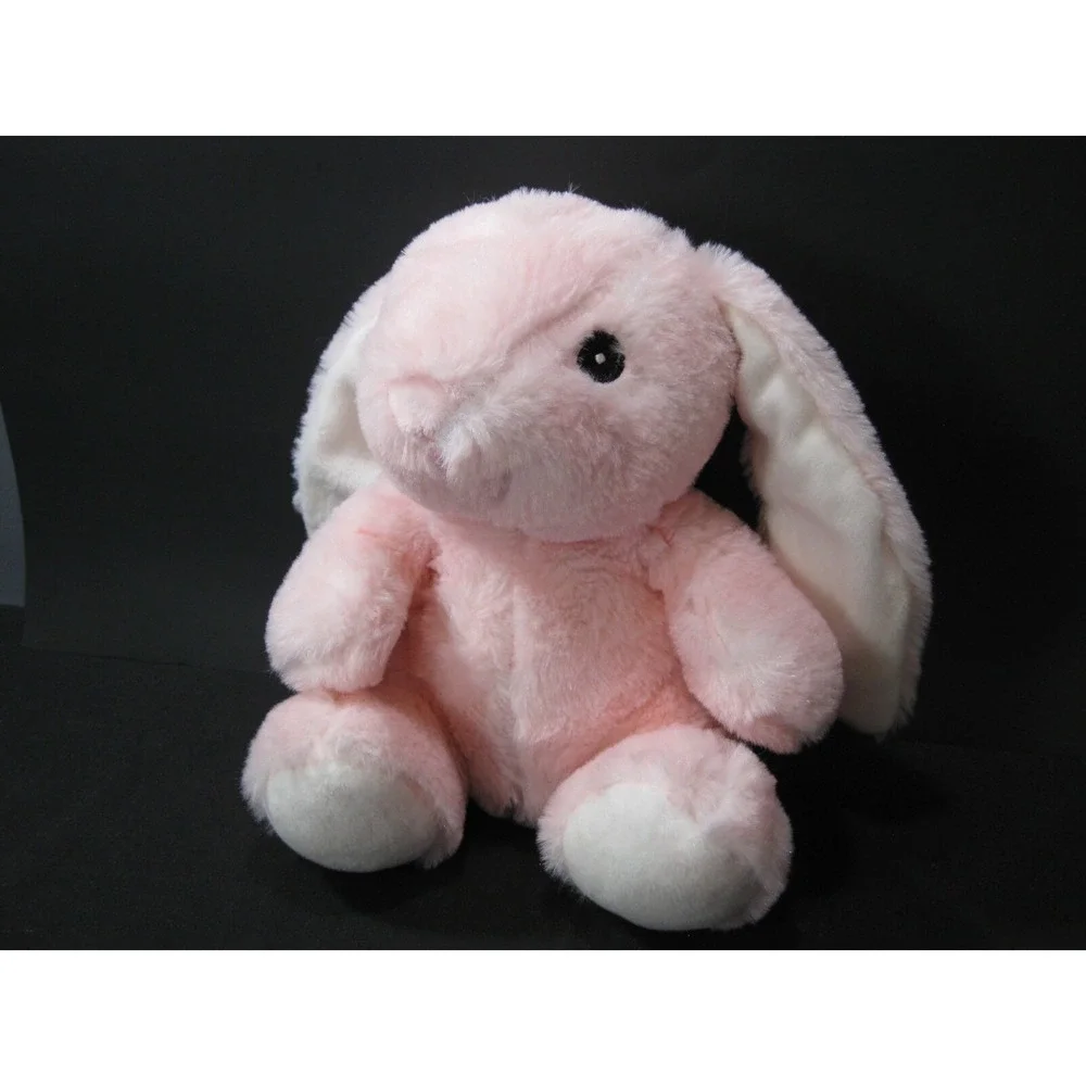 BUNNY RABBIT Floppy Ears Pink White Sewn Eyes Baby Safe Rattles 10